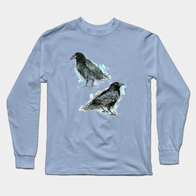 Ravens Long Sleeve T-Shirt by FanitsaArt